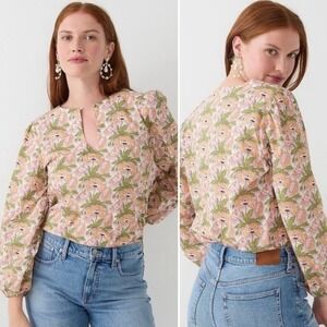 J. Crew Liberty Keyhole Popover Blouse XS Butterfield Poppy floral blouse cotton